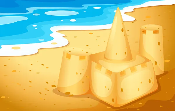 在海滩的沙子城堡 — 图库矢量图片