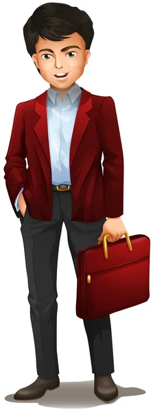 A businessman with a red attache case — Stock Vector