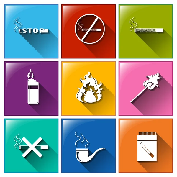 Iconos para no fumar — Vector de stock