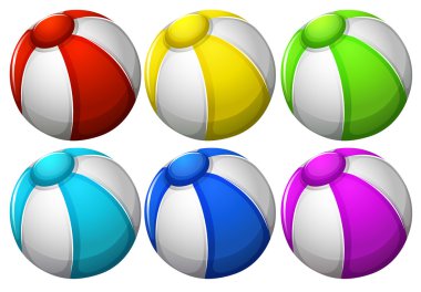 Six colourful balls clipart