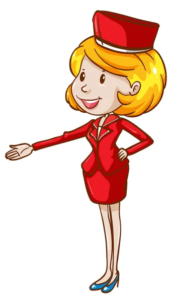 An air hostess wearing a red uniform — Stock Vector