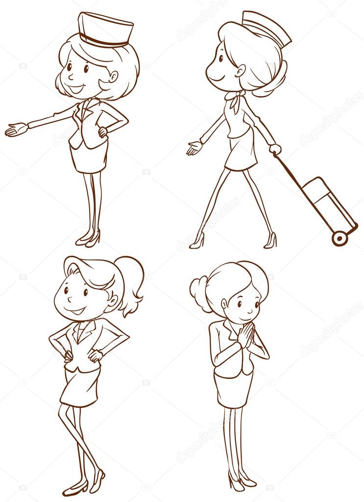 Sketches of the air hostess