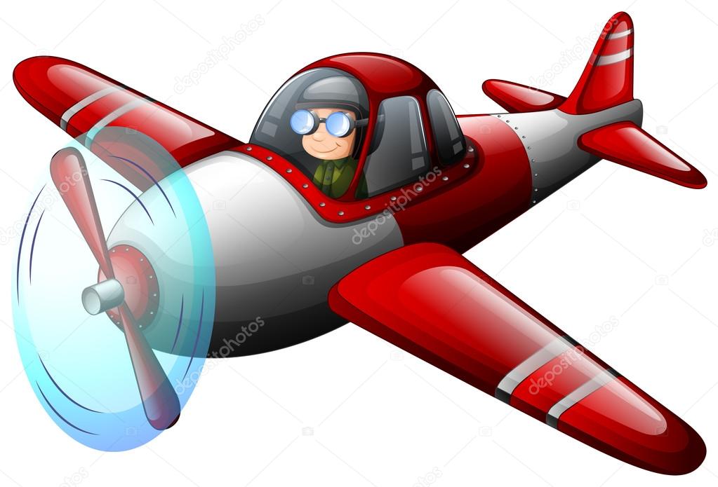 A red vintage plane with a pilot