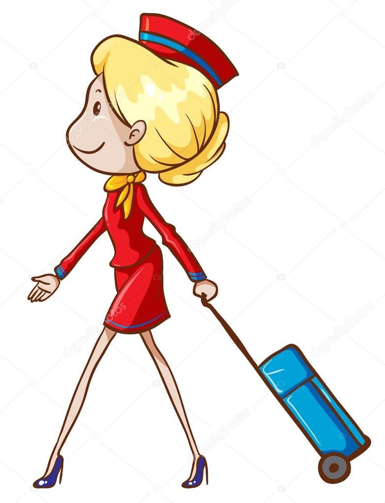 An air hostess with a trolley