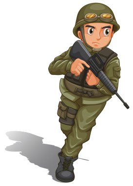 A brave soldier fighting clipart