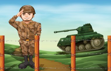 bir asker bir el Selam yapıyor