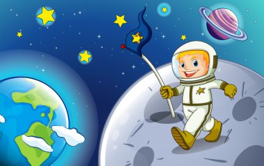 outerspace içinde gülümseyen bir astronot