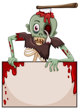 boş bir tabela ile zombi