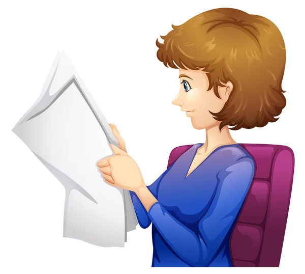 A lady reading a newspaper — Stock Vector