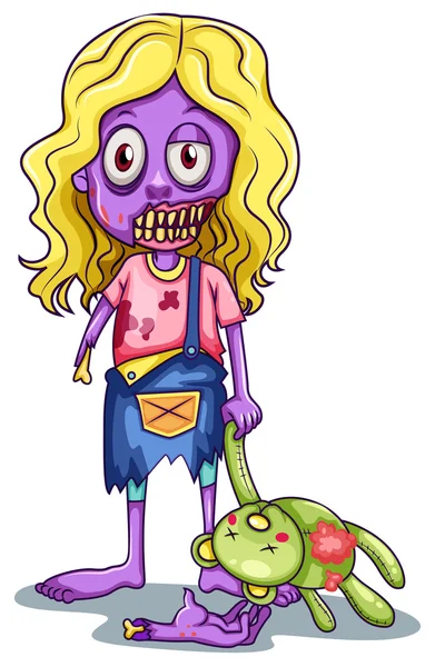 Uma jovem zombie feminina — Vetor de Stock