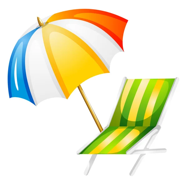 Een strand bed en een paraplu — Stockvector