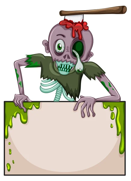 A zombie holding an empty signboard — Stock Vector