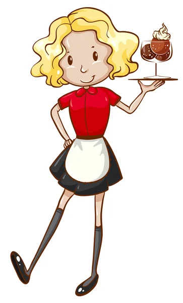 A waitress holding a tray — Stock Vector