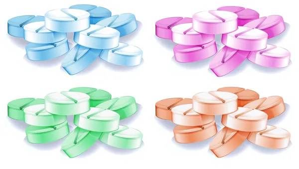 Coloured pills — Stock Vector