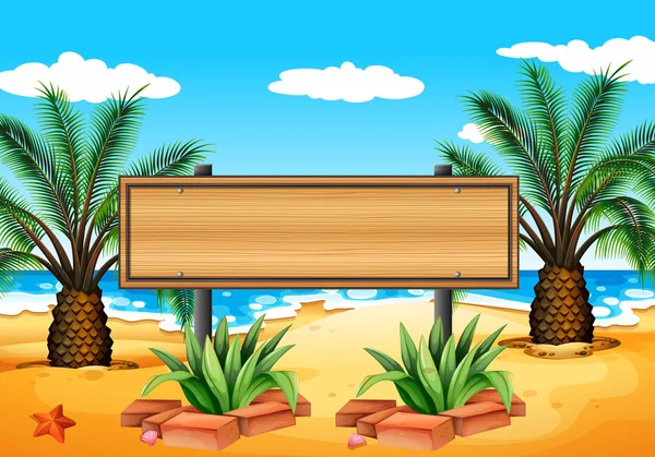 An empty signboard at the beach — Stock Vector