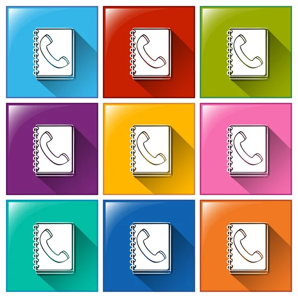 Cuaderno con iconos de teléfono — Archivo Imágenes Vectoriales