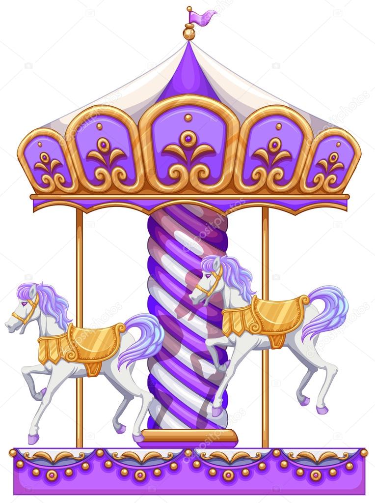 A purple merry-go-round ride