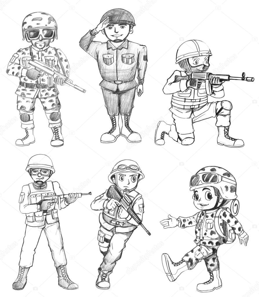 Sketches of soldiers