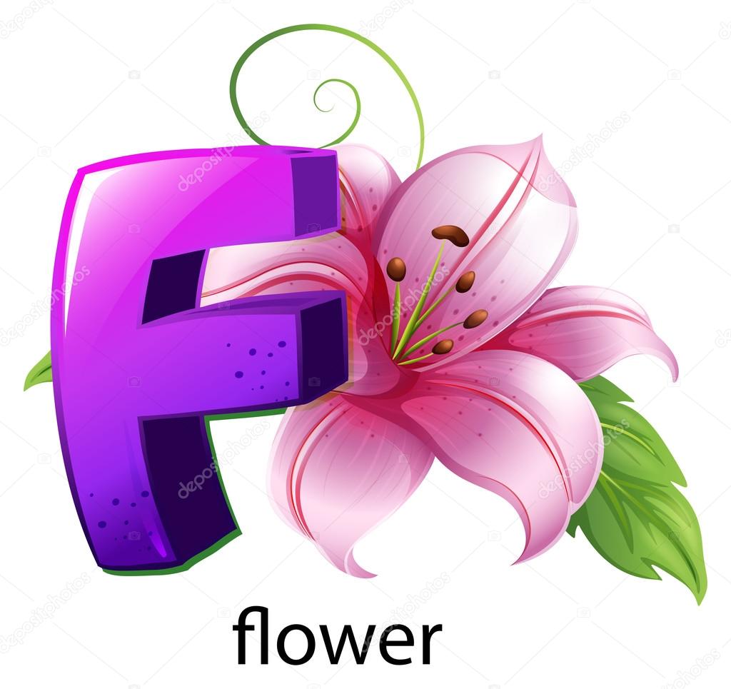 A flower and a letter F