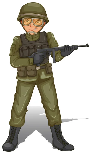 A brave military soldier — Stock Vector