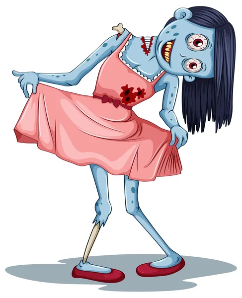 A zombie wearing a dress — Stock Vector