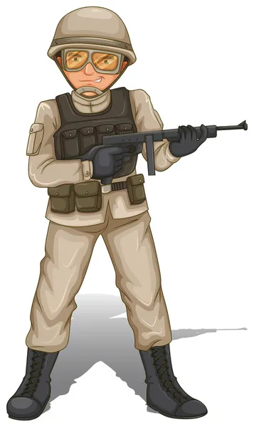 Um soldado com uma arma —  Vetores de Stock