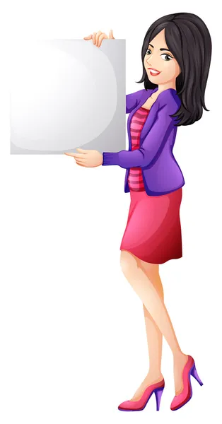 A woman holding an empty board — Stock Vector