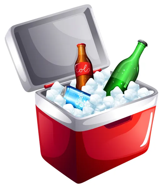 A cooler with softdrinks — Stock Vector