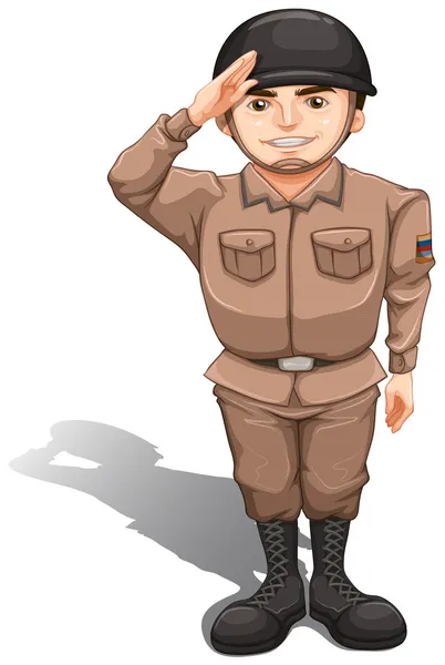 A brave soldier doing a hand salute — Stock Vector