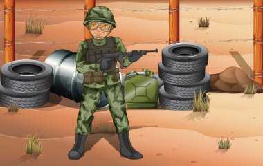 A brave soldier in the battlefield clipart