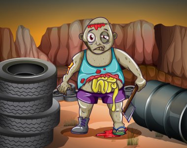 bir zombi lastikler ve varil yakın