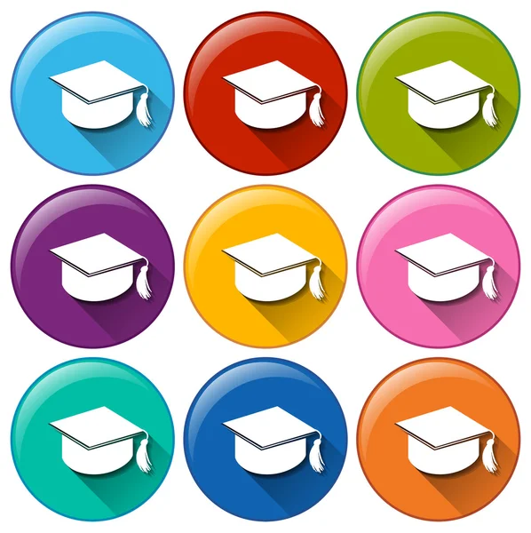 Graduation cap icons — Stock Vector