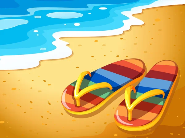 Um par de sandálias na praia — Vetor de Stock