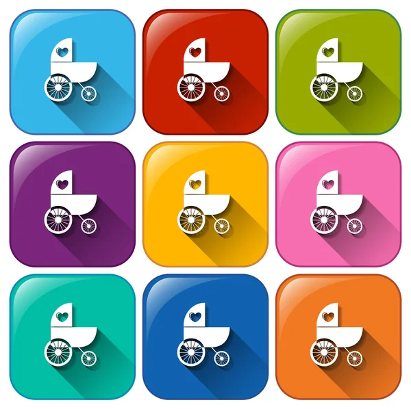 Barnvagn ikoner — Stock vektor