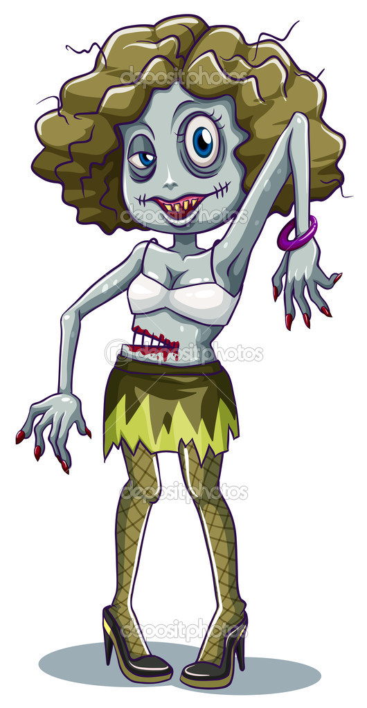 A scary female zombie
