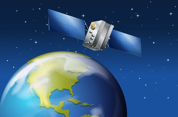 Satellit nahe dem Planeten Erde — Stockvektor