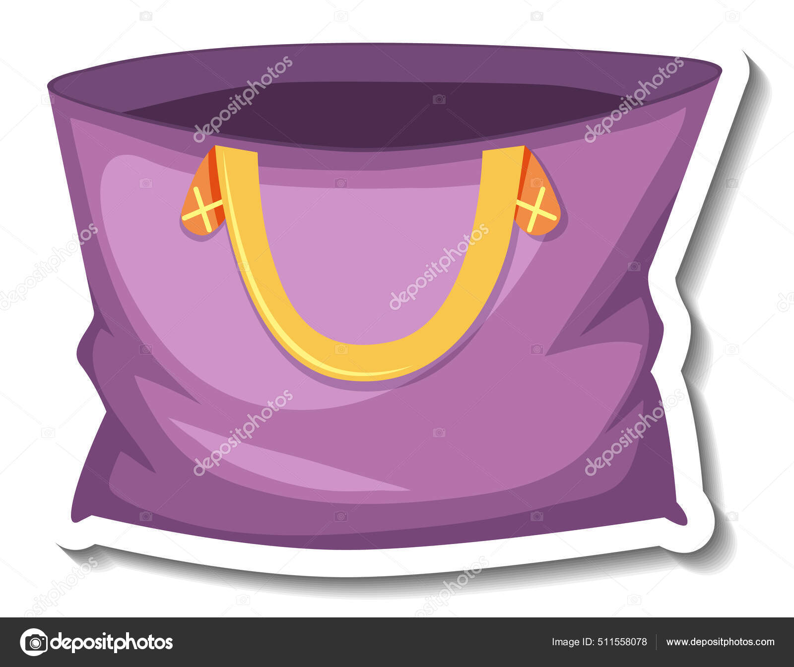 Purple Tote Bag Cartoon Sticker Illustration Stock Vector Image by