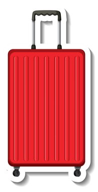 Tekerlekli karikatür çıkartmalı plastik bavul.