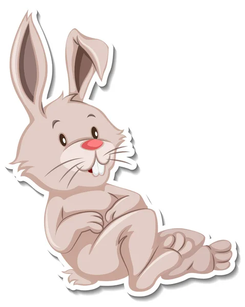 Sticker Template Rabbit Cartoon Character Illustration — Stock Vector