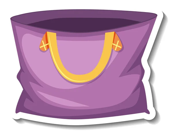 Bolso Púrpura Etiqueta Engomada Dibujos Animados Ilustración — Vector de stock