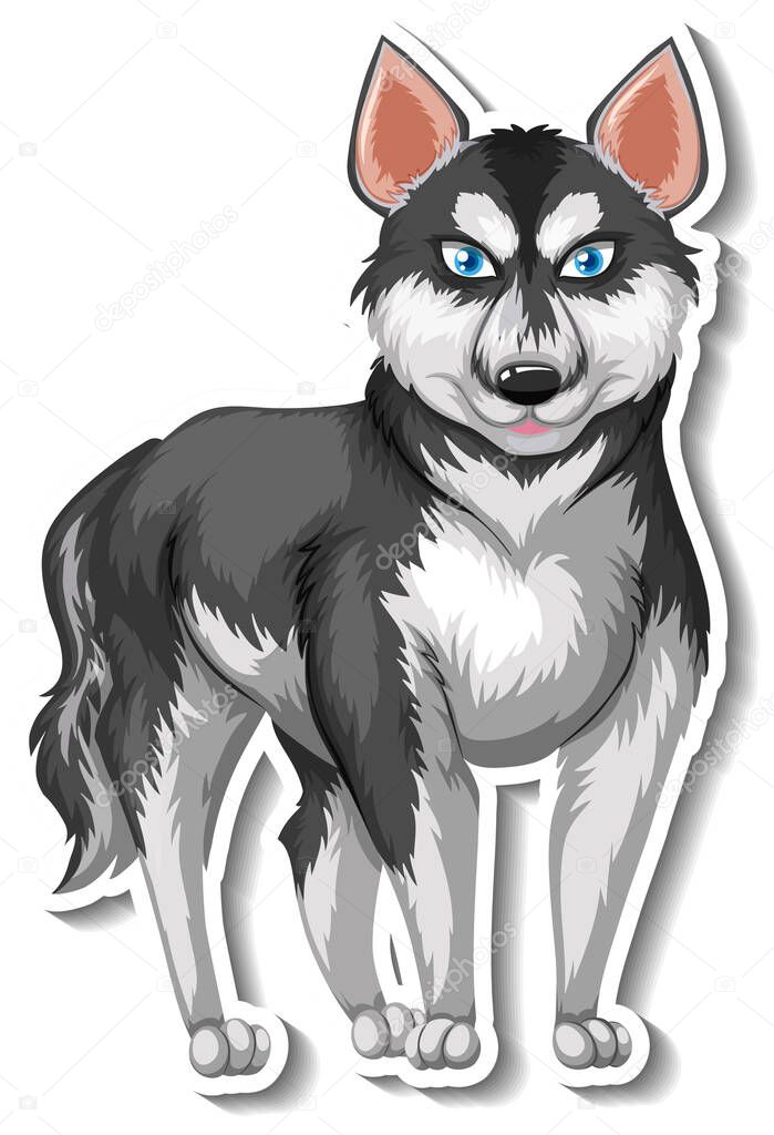 A sticker template of dog cartoon character illustration