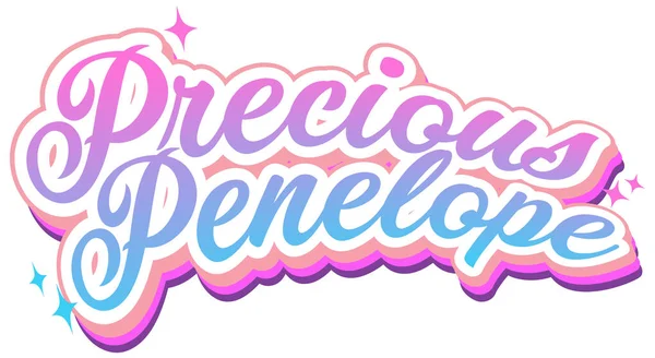Preciosa Ilustración Diseño Texto Logotipo Penélope — Vector de stock
