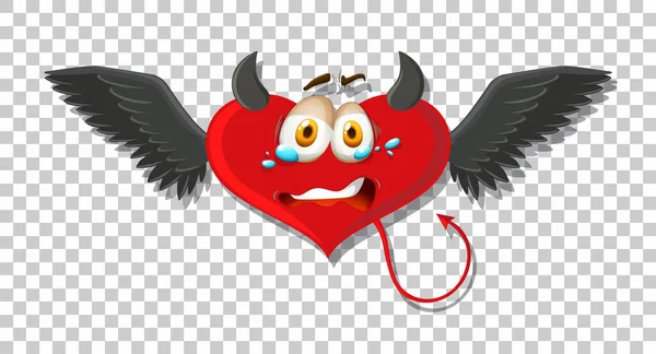 Coeur Forme Diable Avec Illustration Expression Faciale — Image vectorielle