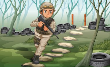bir asker savaş alanında