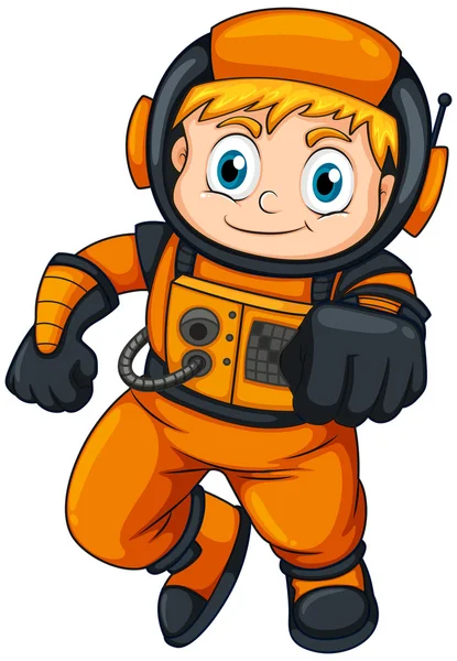 An astronaut wearing an orange suit — Stock Vector