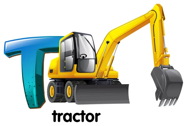 Ett brev t för traktor — Stock vektor