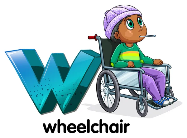 Una lettera W per sedia a rotelle — Vettoriale Stock