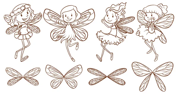 Simple sketches of a fairy — Stock Vector