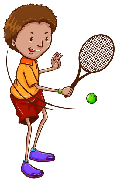 Un chico jugando tenis — Vector de stock