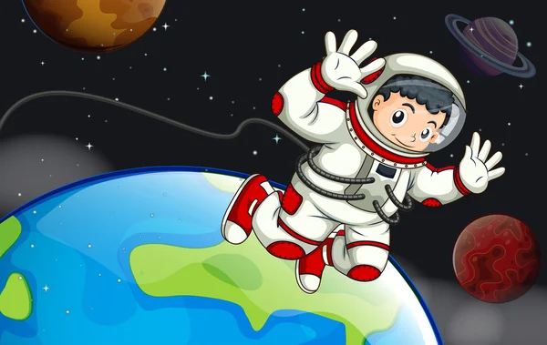 Un astronauta nello spazio esterno — Vettoriale Stock
